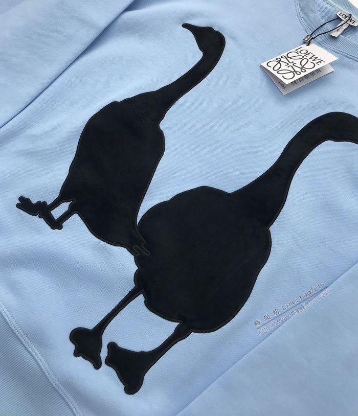 Loewe男裝 羅意威20SS最新天鵝植絨圖案套頭圓領衛衣 情侶款刺繡貼片LOGO衛衣  ydi3501